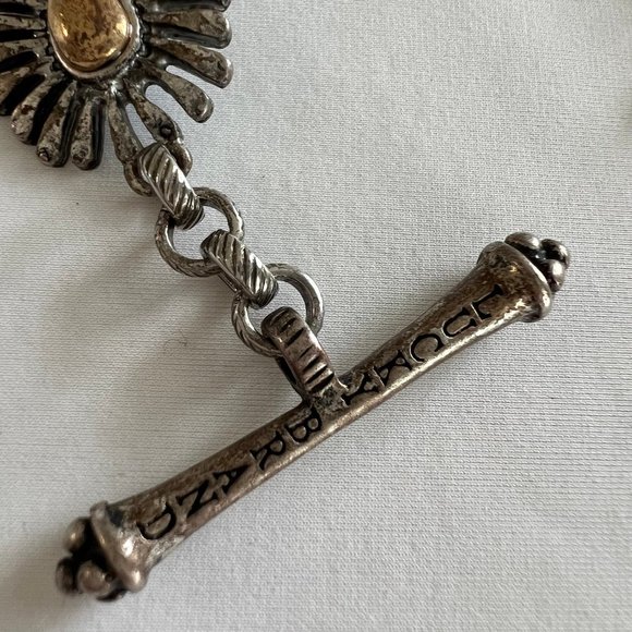 Lucky Brand Two Silver Gold Tone Starburst Link Toggle Bracelet - Picture 3 of 9